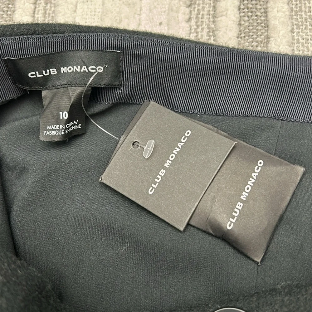 Club Monaco Wool NWT Midi Wrap Skirt Black‎ 10 A Line Quiet Luxury Minimalist